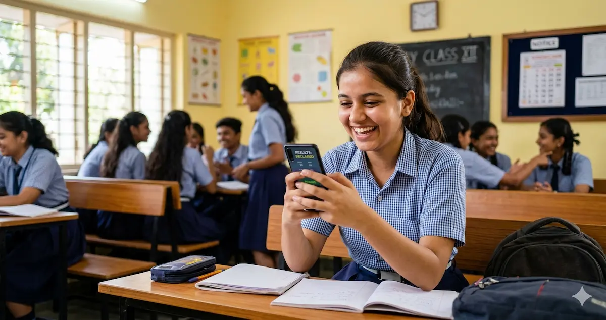 CBSE Class 10 Result 2026 — Student checking result on phone